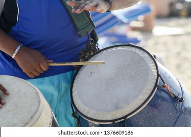 Man Playing Uruguayan Candombe Drum