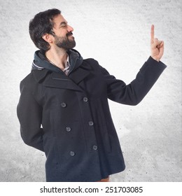 Man pointing up