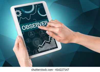 Man pointing with finger Observer