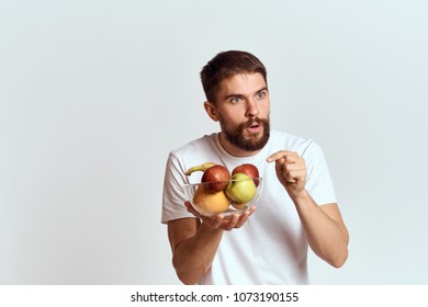 Man Pointing His Finger Fruit Stock Photo 1073190155 