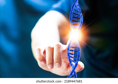 Man Pointing Out Analyzing Virtual DNA Gene Transfer Data