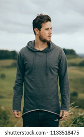 Man posing in the field