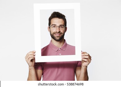 Man Posing With Picture Frame, Portrait