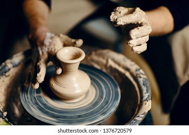 Man Potter Working On Potters Wheel Stock Photo 1376720549 | Shutterstock