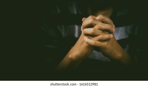 Man are praying and thanks to the Lord.Prayer.devotion concept,
