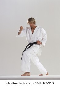 Man preparing to make a karate move