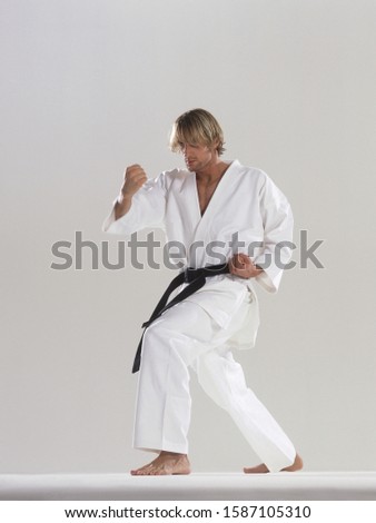 Man preparing to make a karate move