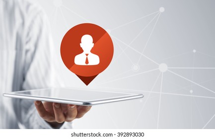 Man presenting interface application