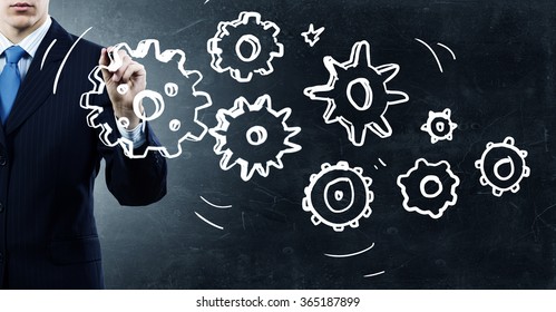 Man presenting teamwork concept