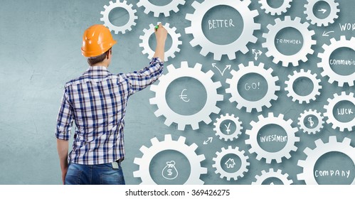 Man presenting teamwork concept