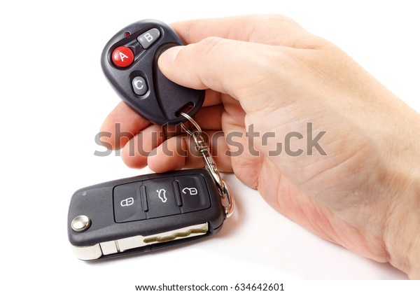 Man Presses Button On Garage Door Stock Photo Edit Now 634642601