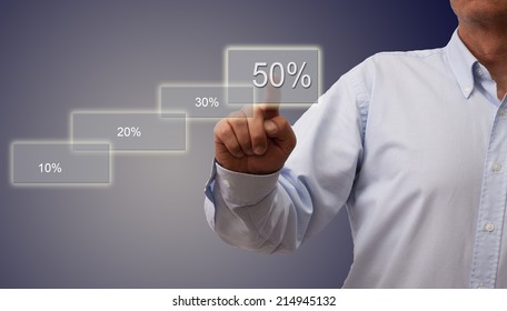 man pressing button