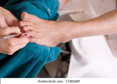 A Man And  The Procedure Of Pedicure