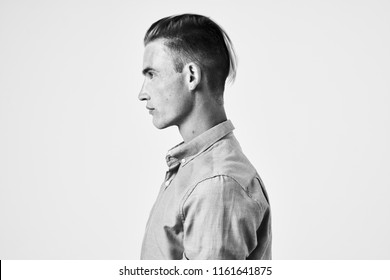 Man In Profile Gray Photo Shirt                               