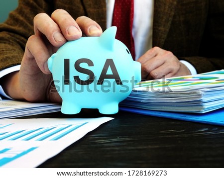 Man proposes piggy bank with word ISA individual savings account.