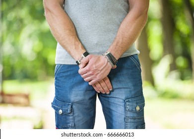 Man With Prostate Problem In A Park