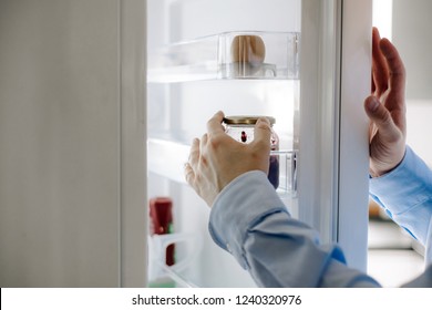 Man Pulls Food Out Fridge View Stock Photo (Edit Now) 1240320976