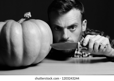 man with pumpkin