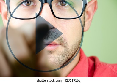 man push play button