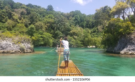 Man Rafting At Blue Lagoon Jamaica 