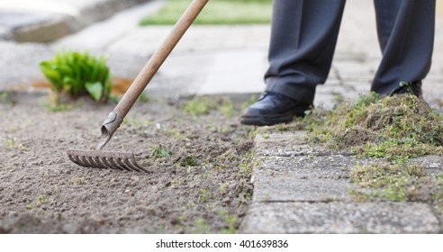 Man Rake Outdoor Soil Stock Photo (Edit Now) 401639836