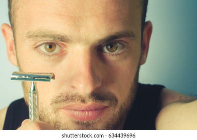 man with razor