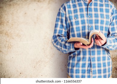 Man Reading Bible Book