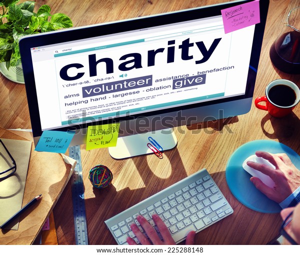 Man Reading Definition Charity Stock Photo Edit Now 225288148