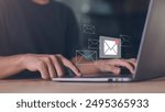 man reading electronic mail ,Email marketing and newsletter concept,Digital communication with email messages,Sending and receiving messages online with the email icon ,notifications