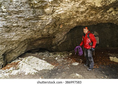 Man Ready To Explore A Cave Caver