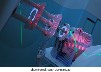 Man Receiving Electron Radiation Therapy Treatments For Cancer