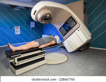 Man Receiving Radiation Therapy For Cancer 