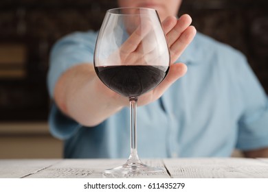 Man Refuse Alcohol In Wine Glass