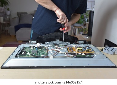 The Man Repairing Broken Tv 