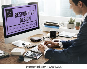 Man researching about web development