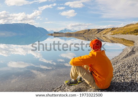 Similar – Lake and Landscape Calm