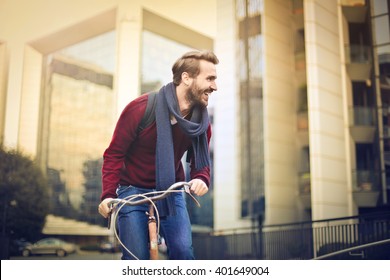 Man Riding A Bike