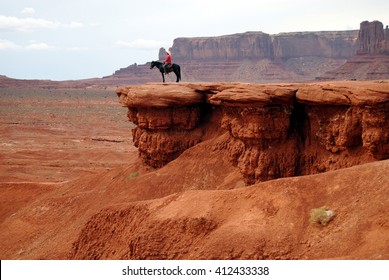 Man Riding A Horse At John Ford's Point, Monument Valley