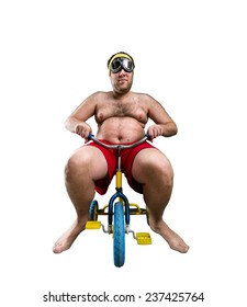 fat man on push bike