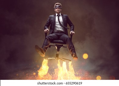 Man with rocket chair