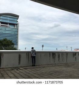 a man and rooftop