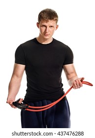 man with rubber expander