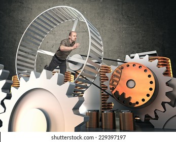 Man Run In Hamster Wheel To Produce Energy