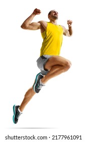 man runner jogger running isolated on white - Shutterstock ID 2177961091
