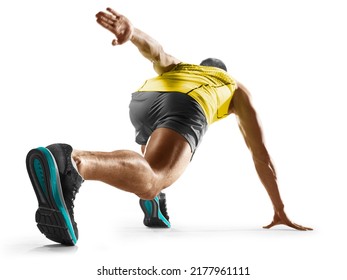 man runner jogger running isolated on white - Shutterstock ID 2177961111