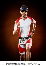 Man  Runner Running Triathlon Ironman Isolated