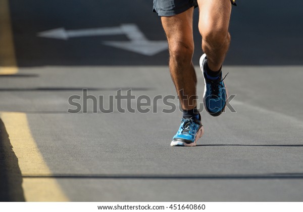 Man Running Asphalt Road Race Marathon Stock Photo (Edit Now) 451640860