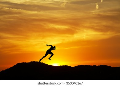 Man Running Down Mountain Stock Photo 353040167 | Shutterstock