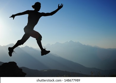 Man Running Mountains Stock Photo 148677989 | Shutterstock