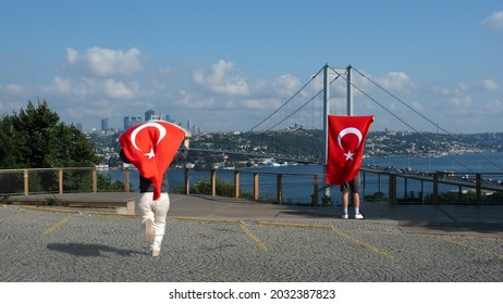 Man Running With Turkish Flag
